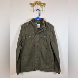 Old Navy Olive Green Men’s Military-Style Jacket with/ Zipper & Buttons. Size S